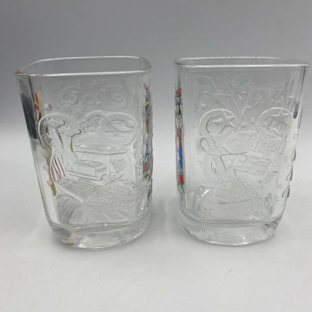 Disney‎ World 2000 Celebration Glass Set Mickey Mouse Animal Kingdom Studios 2pc